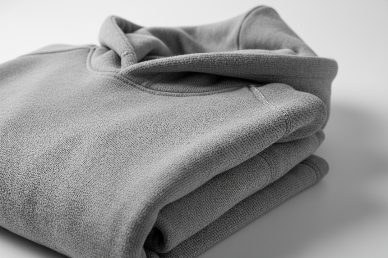 Close up of 400+gsm blank hoodie, showcasing its high quality