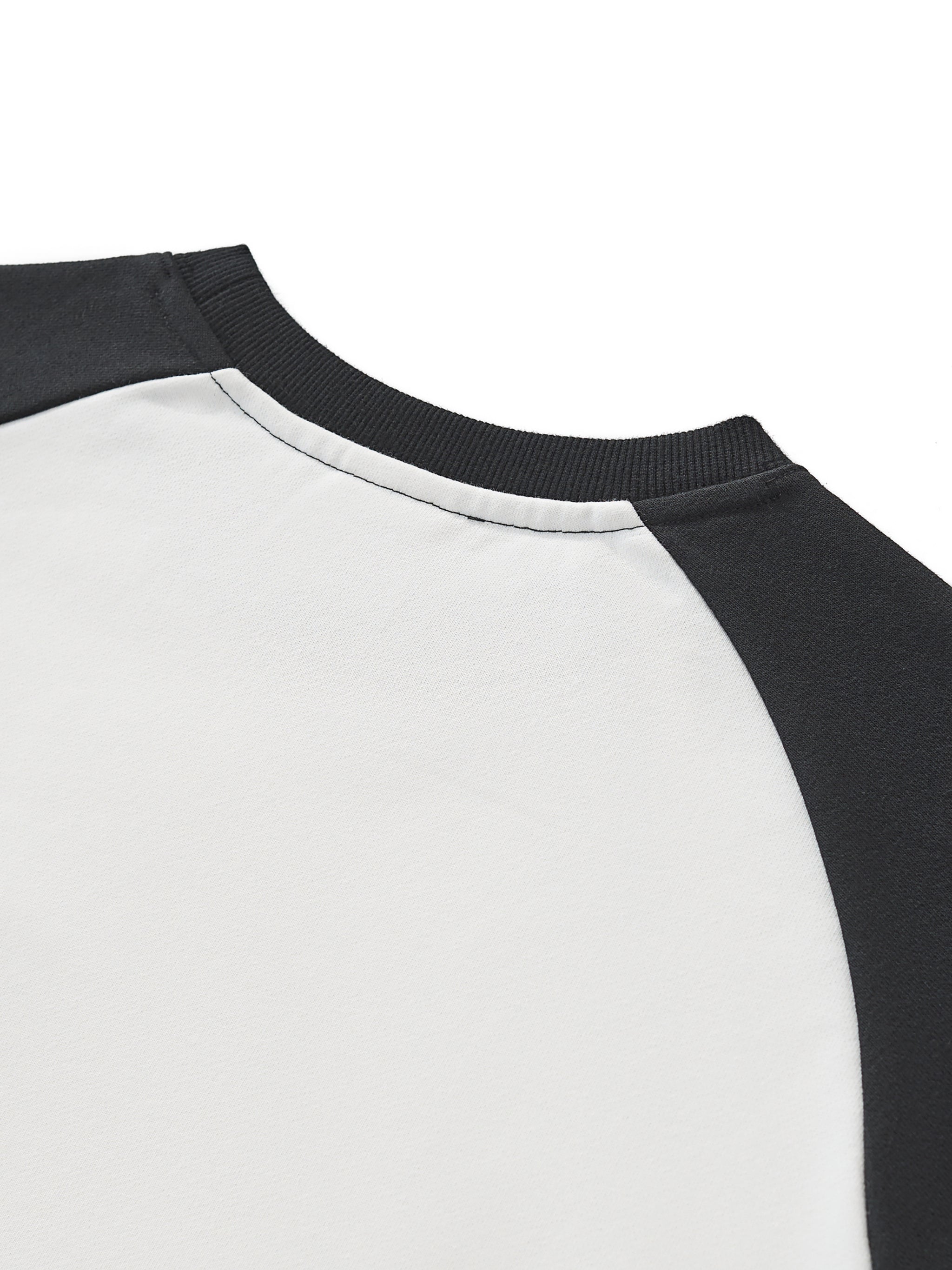 Raw-Hem Color-Block Raglan Crop Sweatshirt
